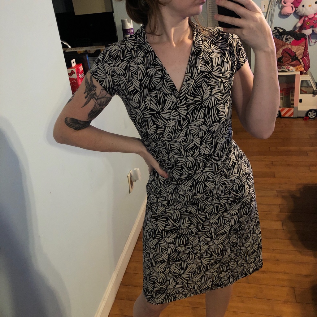 Vintage En Focus Studio Black & White Wrap Dress